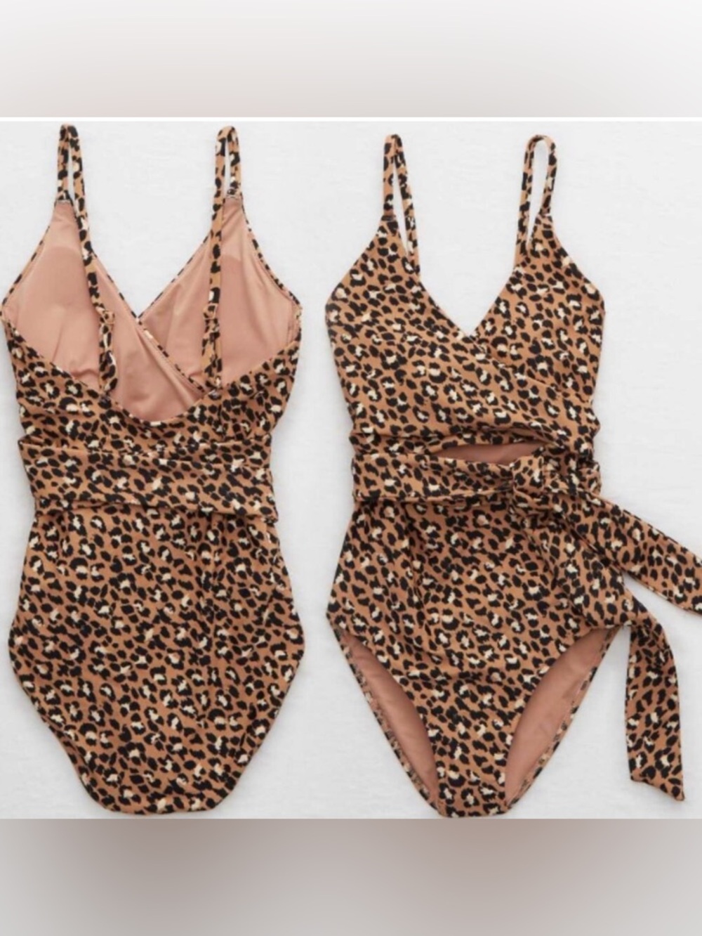 Aerie Tiger Print One Piece Swimsuit Women's Size Large Long Wrap Tie Cut-Outs